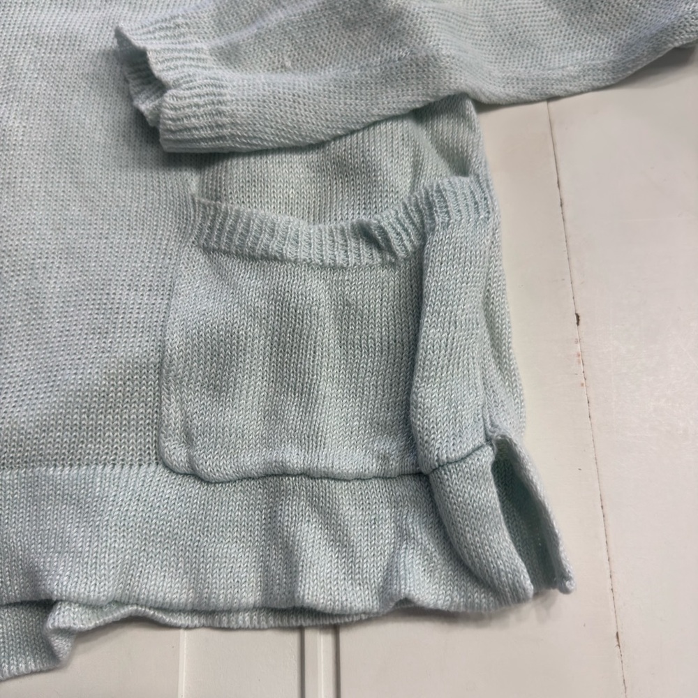 Eileen Fisher Women’s Sz S Italian Yarn 100% Linen Light Blue Green Sweater - Picture 2 of 7